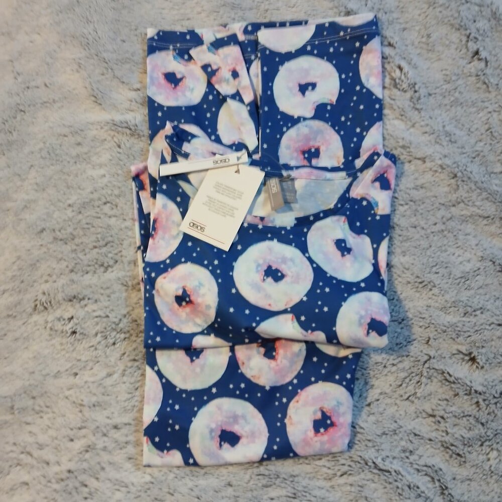 Asos Women's Pajama Set Blue Doughnut Print US SZ 6 NWT